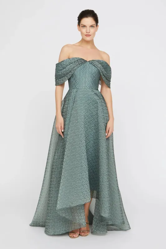 Theia Couture Off-the-Shoulder High Low Dress 88114984 made by Theia