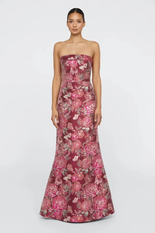Theia Couture Jacquard Strapless Long Evening Dress 88114365 made by Theia