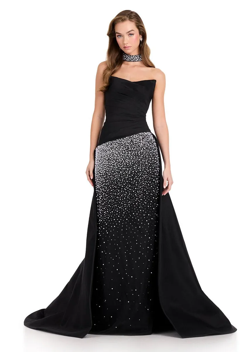ASHLEYlauren Fitted Long Dress with Overskirt 12436 sold by Terry costa
