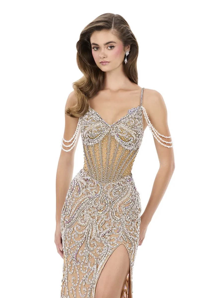 ASHLEYlauren Beaded Long Dress 12359 sold by Terry costa product image thumbnail 3
