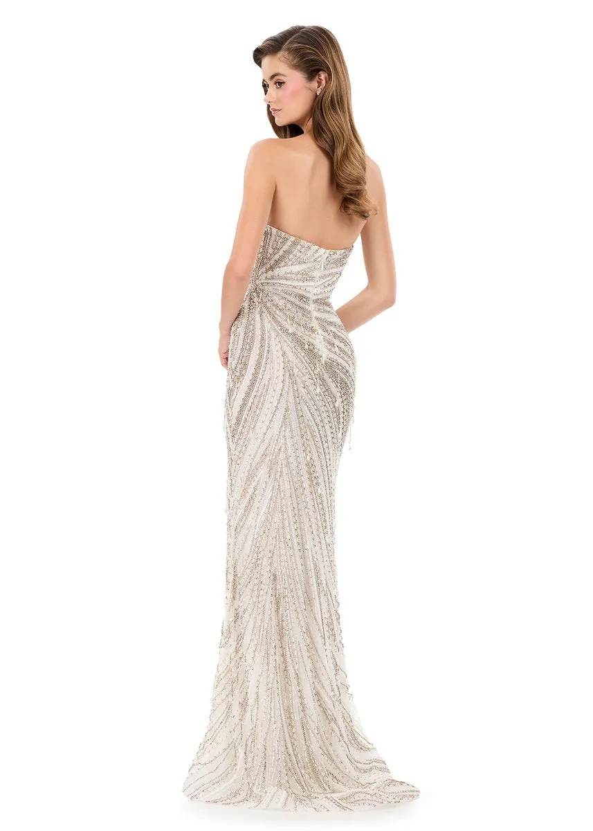 ASHLEYlauren Fitted Beaded Long Dress 12360 sold by Terry costa product image thumbnail 2