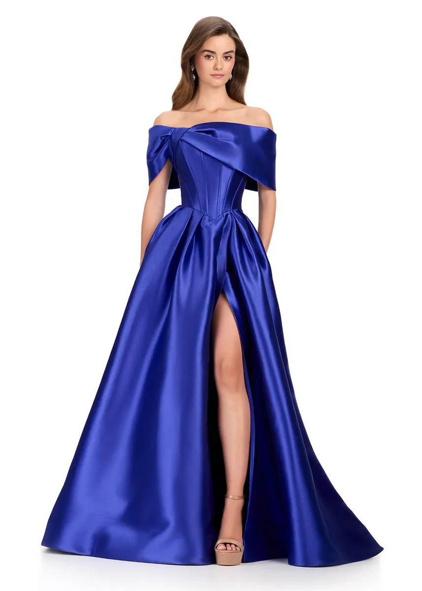 ASHLEYlauren Off-the-Shoulder Mikado Ballgown 12403 sold by Terry costa product image thumbnail 3