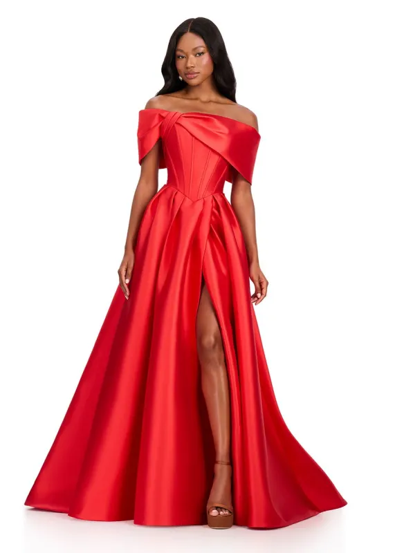 ASHLEYlauren Off-the-Shoulder Mikado Ballgown 12403 made by ASHLEYlauren