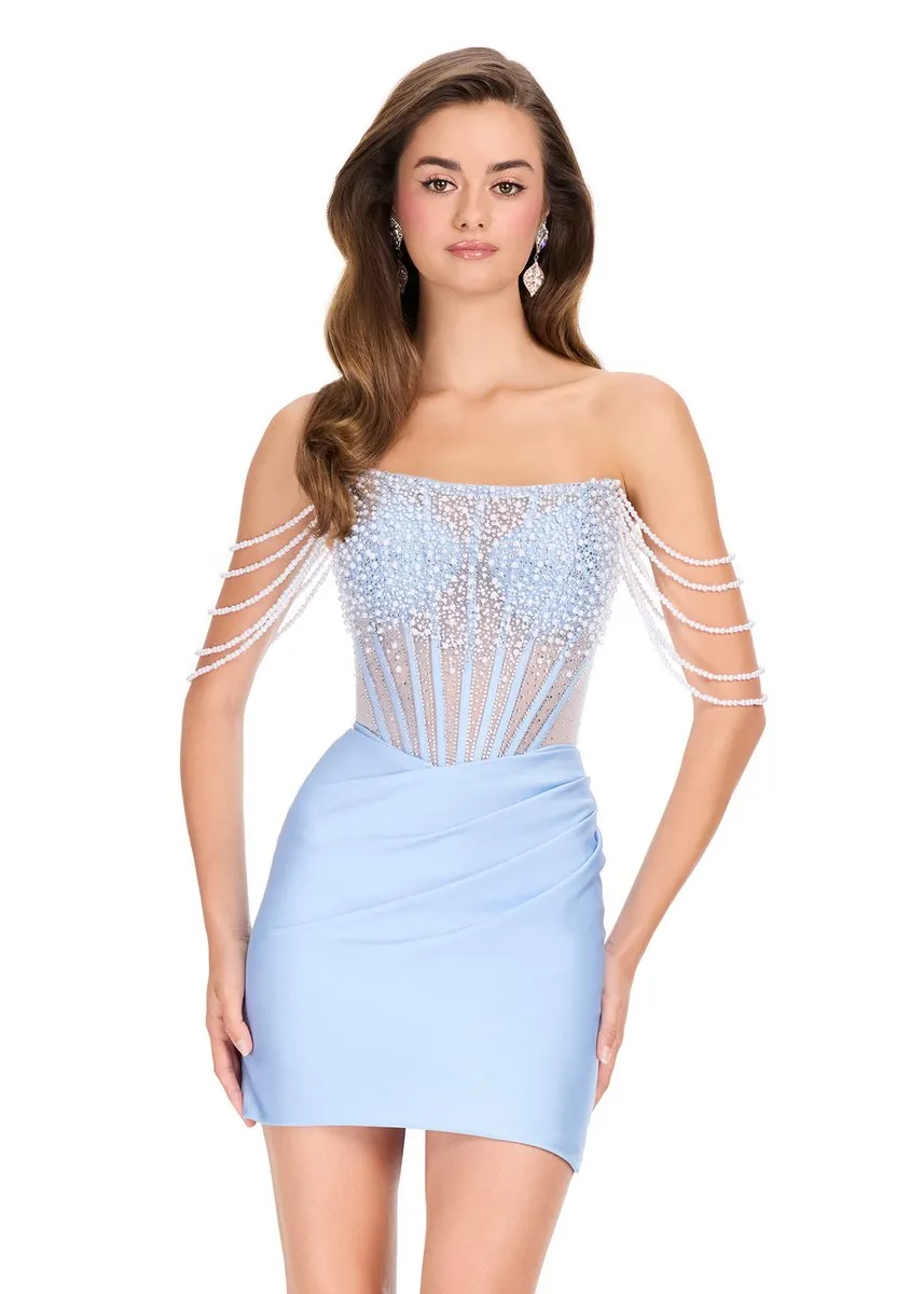 ASHLEYlauren Fitted Off The Shoulder Homecoming Dress 40046 sold by Terry costa product image thumbnail 5