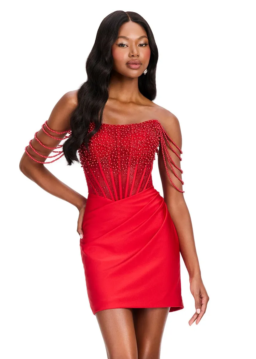 ASHLEYlauren Fitted Off The Shoulder Homecoming Dress 40046 sold by Terry costa product image thumbnail 3