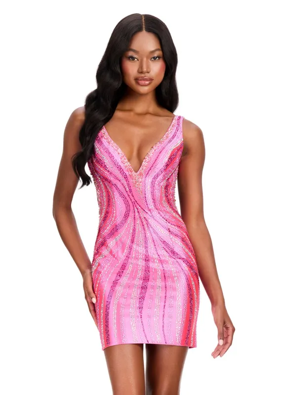 ASHLEYlauren Open Back Heat Stone Homecoming Dress 40085 made by ASHLEYlauren