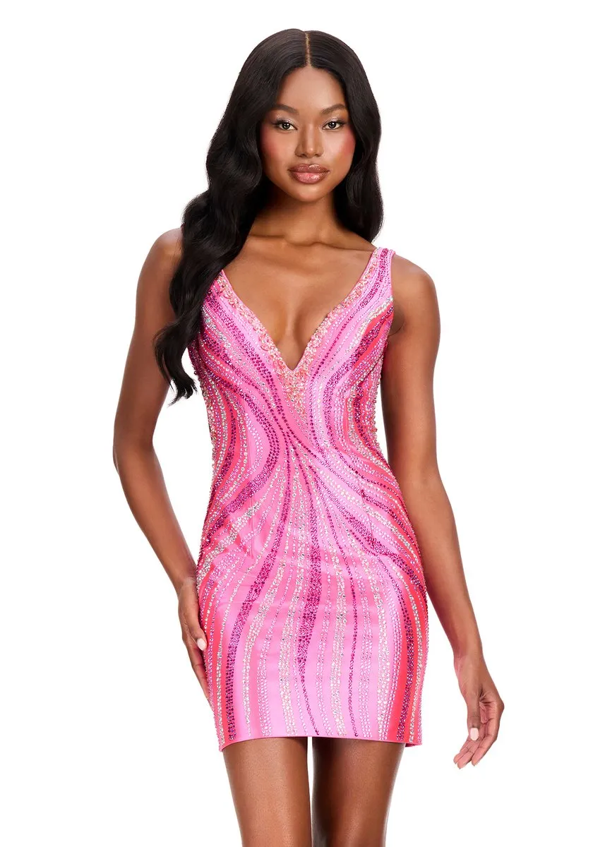 ASHLEYlauren Open Back Heat Stone Homecoming Dress 40085 sold by Terry costa