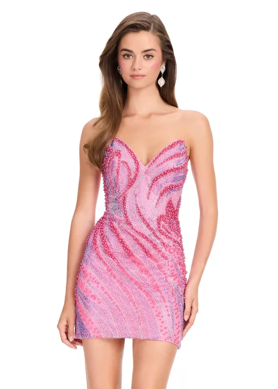ASHLEYlauren Swirl Print Beaded HoCo Dress 40097 made by ASHLEYlauren