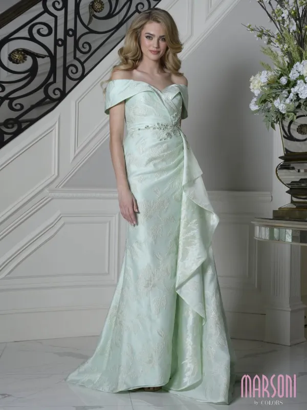 Marsoni by Colors Jacquard Side Sash Evening Dress MV1401 made by Terry costa