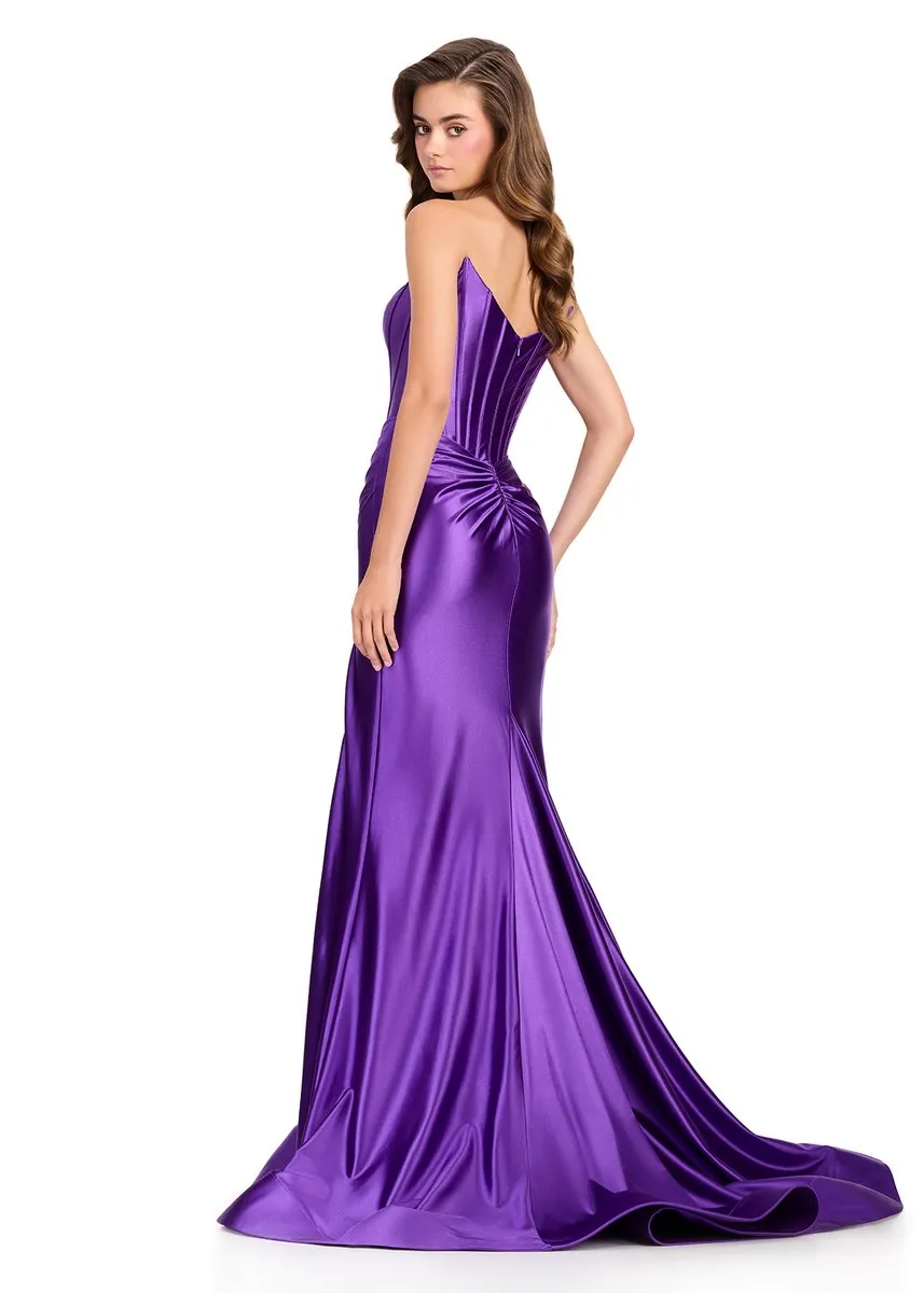 ASHLEYlauren Satin Corset Long Dress 12432 sold by Terry costa product image thumbnail 4