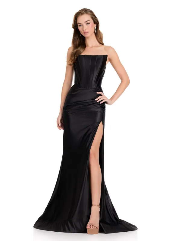 ASHLEYlauren Satin Corset Long Dress 12432 made by ASHLEYlauren