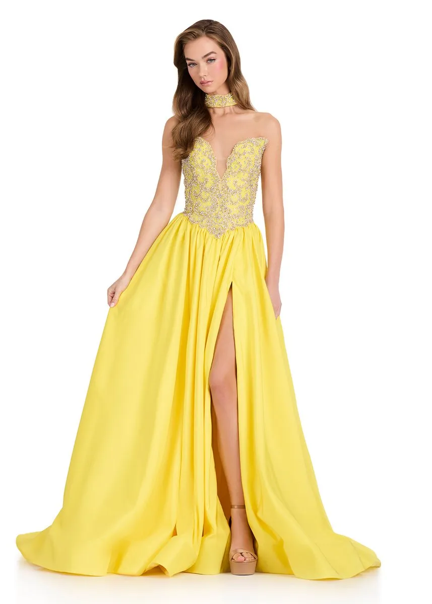 ASHLEYlauren Tafetta A-Line Beaded Bodice Dress 12425 sold by Terry costa product image thumbnail 3