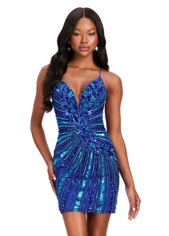 ASHLEYlauren Open Back Sequin Homecoming Dress 40090 made by ASHLEYlauren