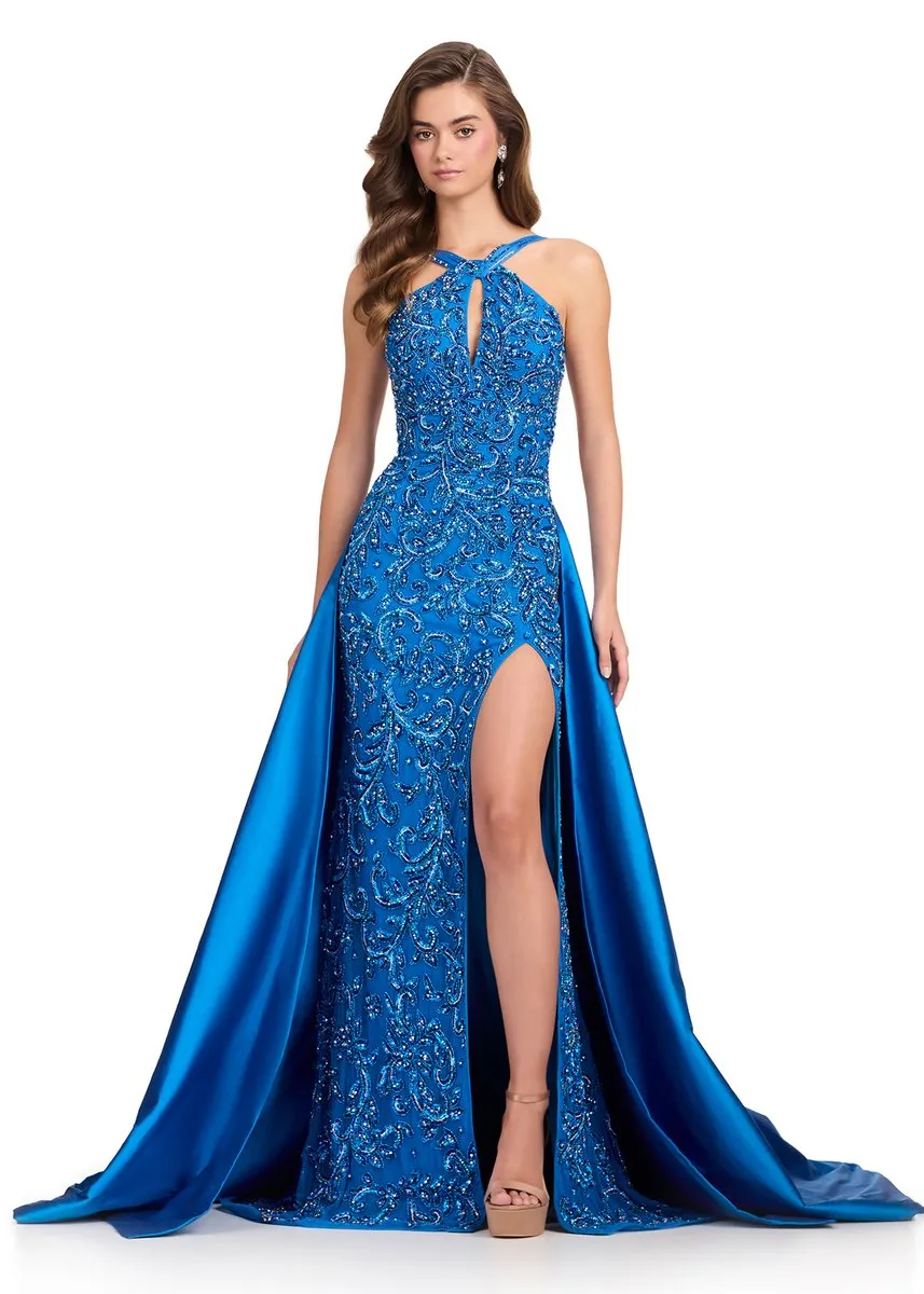 ASHLEYlauren Open Back Beaded Long Dress 12438 sold by Terry costa product image thumbnail 5