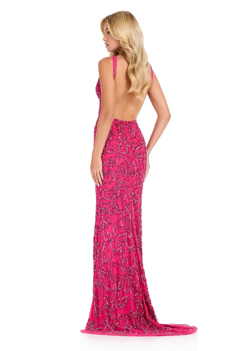 ASHLEYlauren Open Back Beaded Long Dress 12438 sold by Terry costa product image thumbnail 4