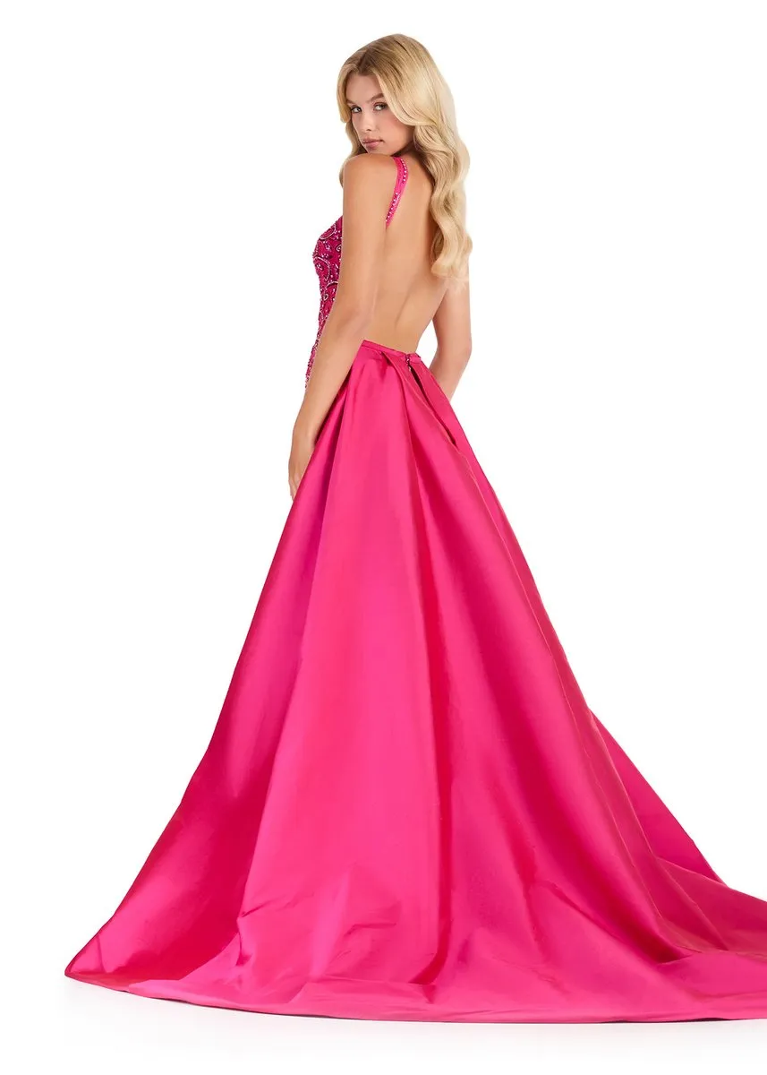 ASHLEYlauren Open Back Beaded Long Dress 12438 sold by Terry costa product image thumbnail 2