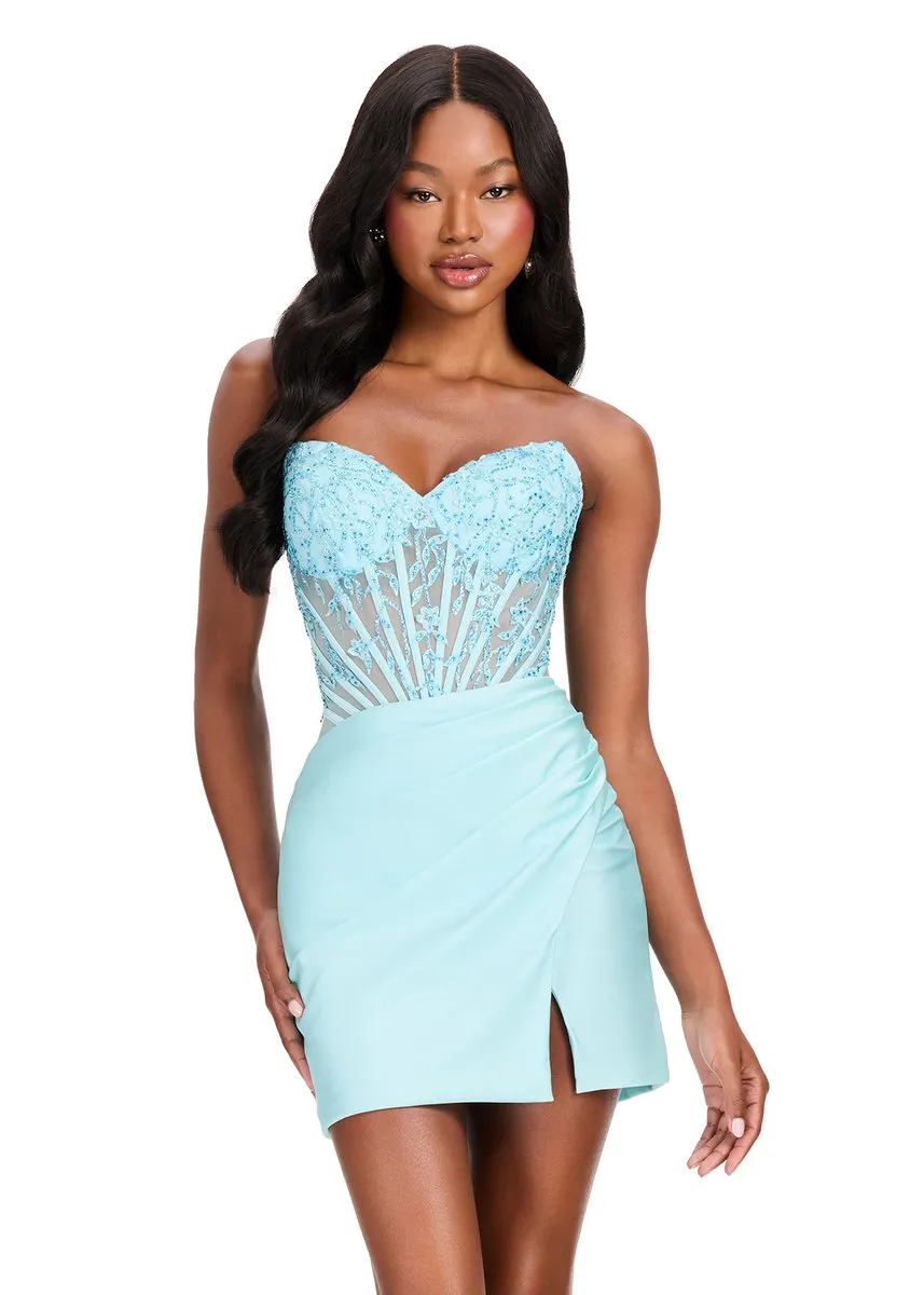 ASHLEYlauren Beaded Applique Homecoming Dress 40057 sold by Terry costa product image thumbnail 5