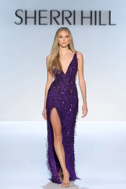 Sherri Hill Open Back Tassel Prom Dress 58938 made by Sherri Hill