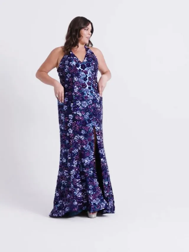 Faviana Long Floral Plus Size Prom Dress 9560 sold by Terry costa product image thumbnail 4