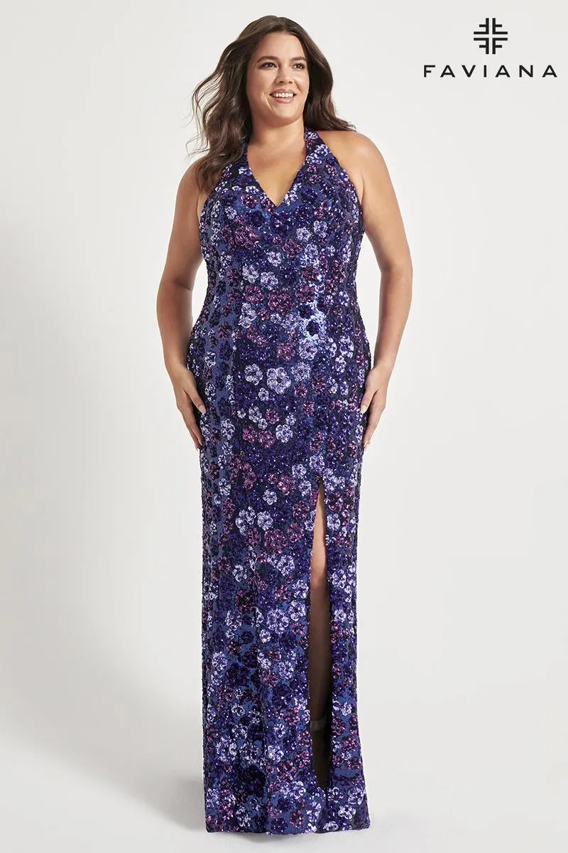 Faviana Long Floral Plus Size Prom Dress 9560 sold by Terry costa