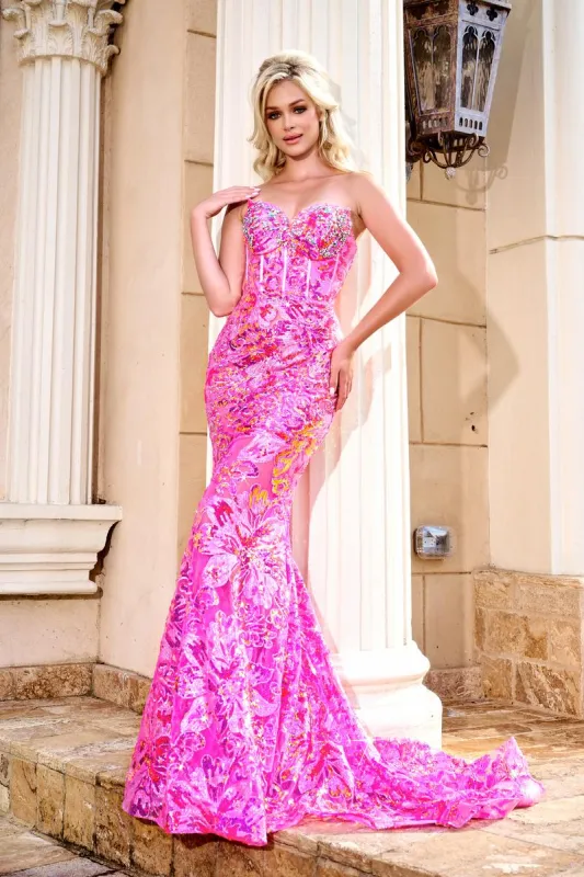 Portia and Scarlett Floral Sequin Prom Dress PS24347 sold by Terry costa
