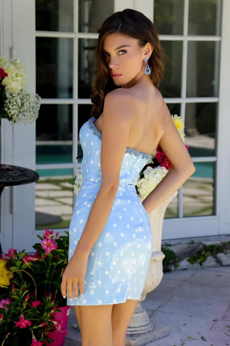Ava Presley Strapless Polka Dot Homecoming Dress 29159 sold by Terry costa product image thumbnail 2
