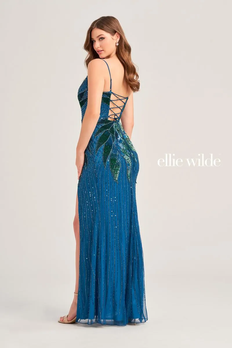 Ellie Wilde Beaded Lace-up Back Prom Dress EW35066 sold by Terry costa product image thumbnail 3