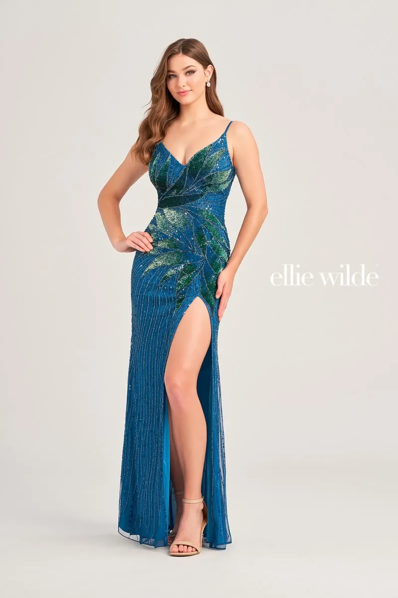Ellie Wilde Beaded Lace-up Back Prom Dress EW35066 sold by Terry costa product image thumbnail 2