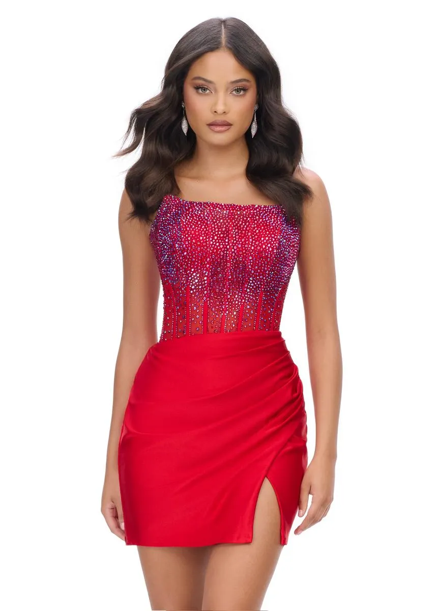 ASHLEYlauren Illusion Corset Homecoming Dress 4686 sold by Terry costa product image thumbnail 3