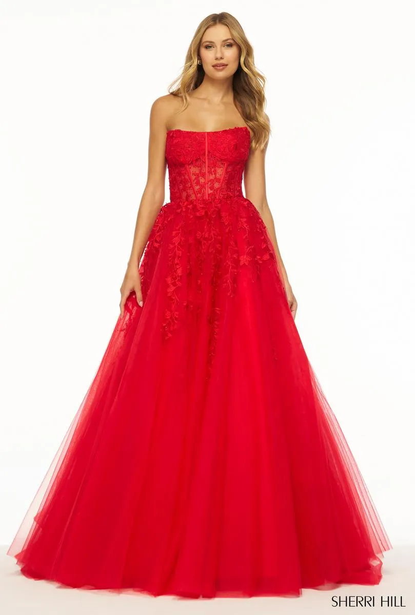Sherri Hill Strapless Lace Prom Dress 55993 sold by Terry costa product image thumbnail 4