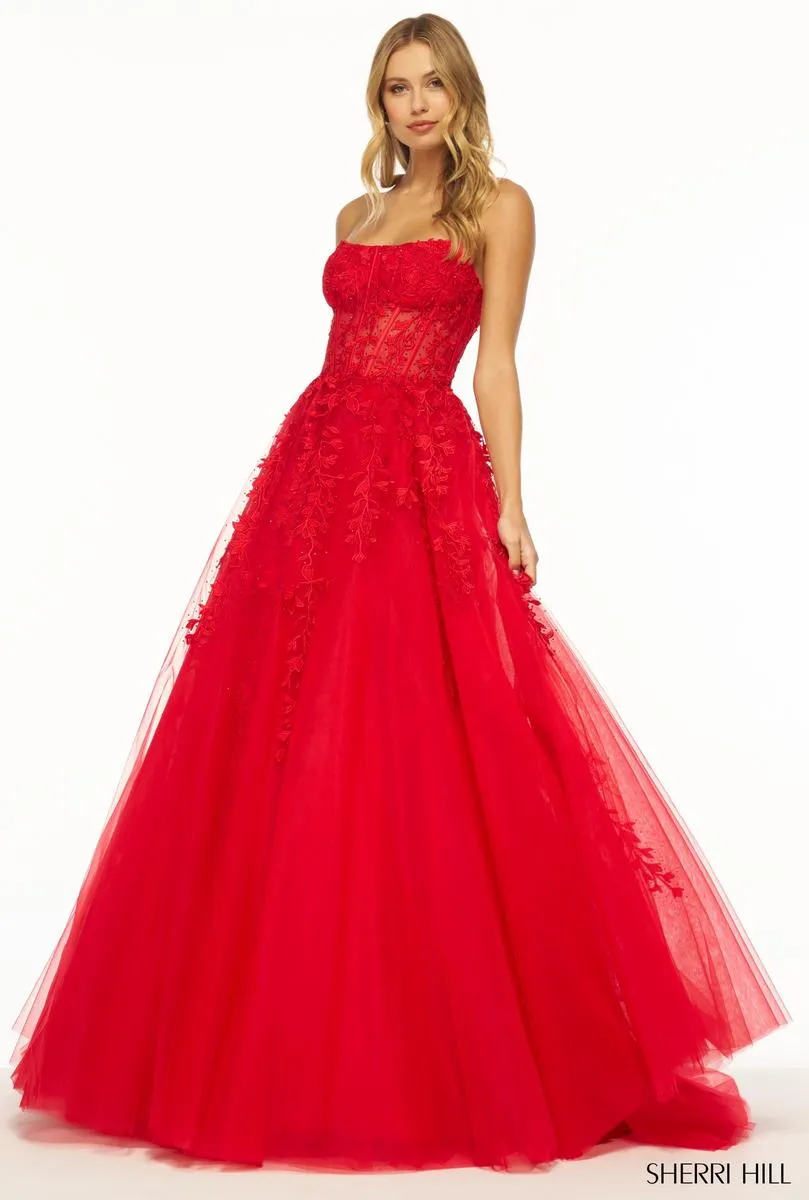 Sherri Hill Strapless Lace Prom Dress 55993 sold by Terry costa product image thumbnail 3