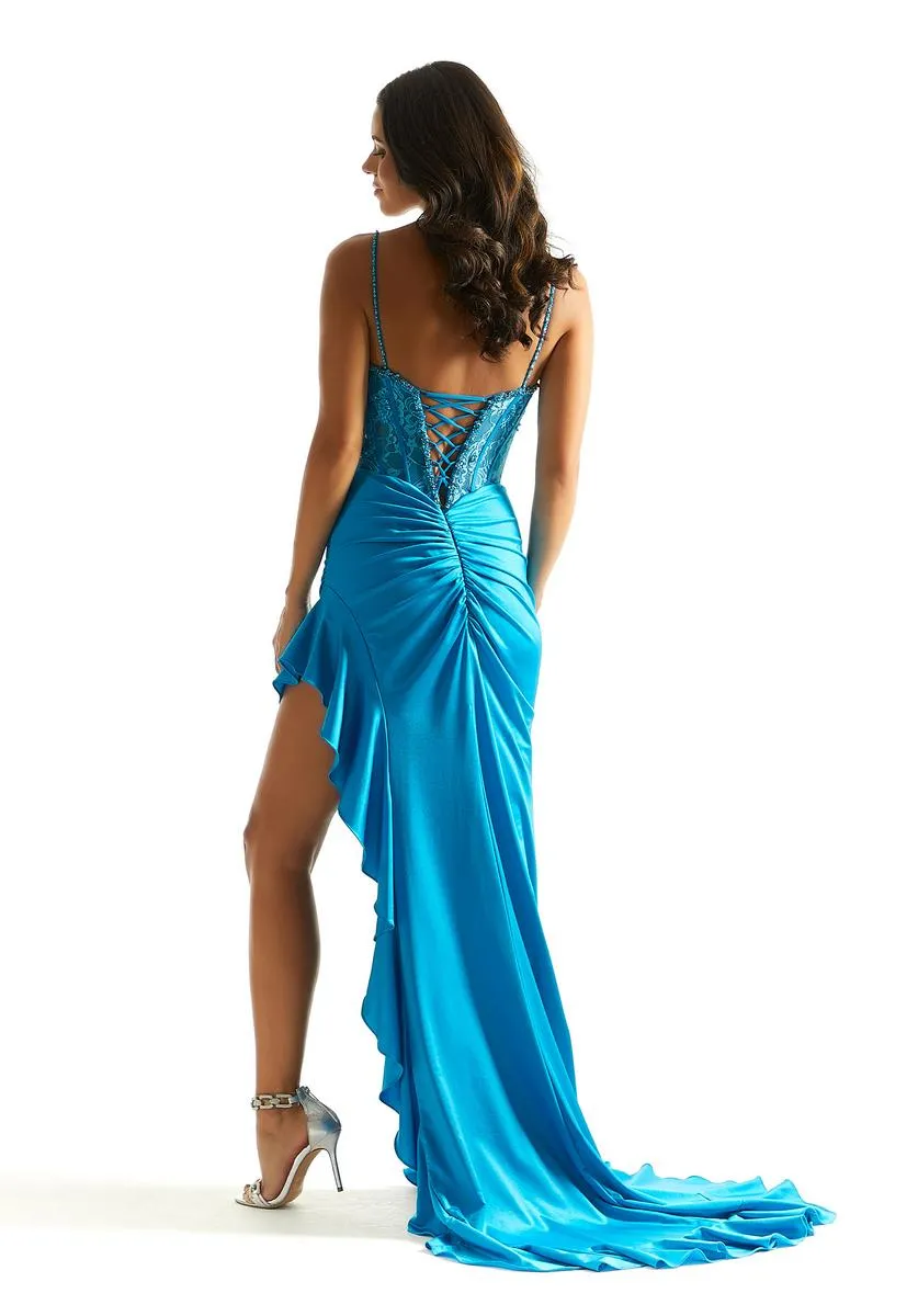 Morilee Lace Corset Ruffle Slit Prom Dress 49030 sold by Terry costa product image thumbnail 2