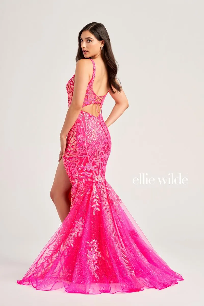 Ellie Wilde Lace Sequin Prom Dress EW35201 sold by Terry costa product image thumbnail 3