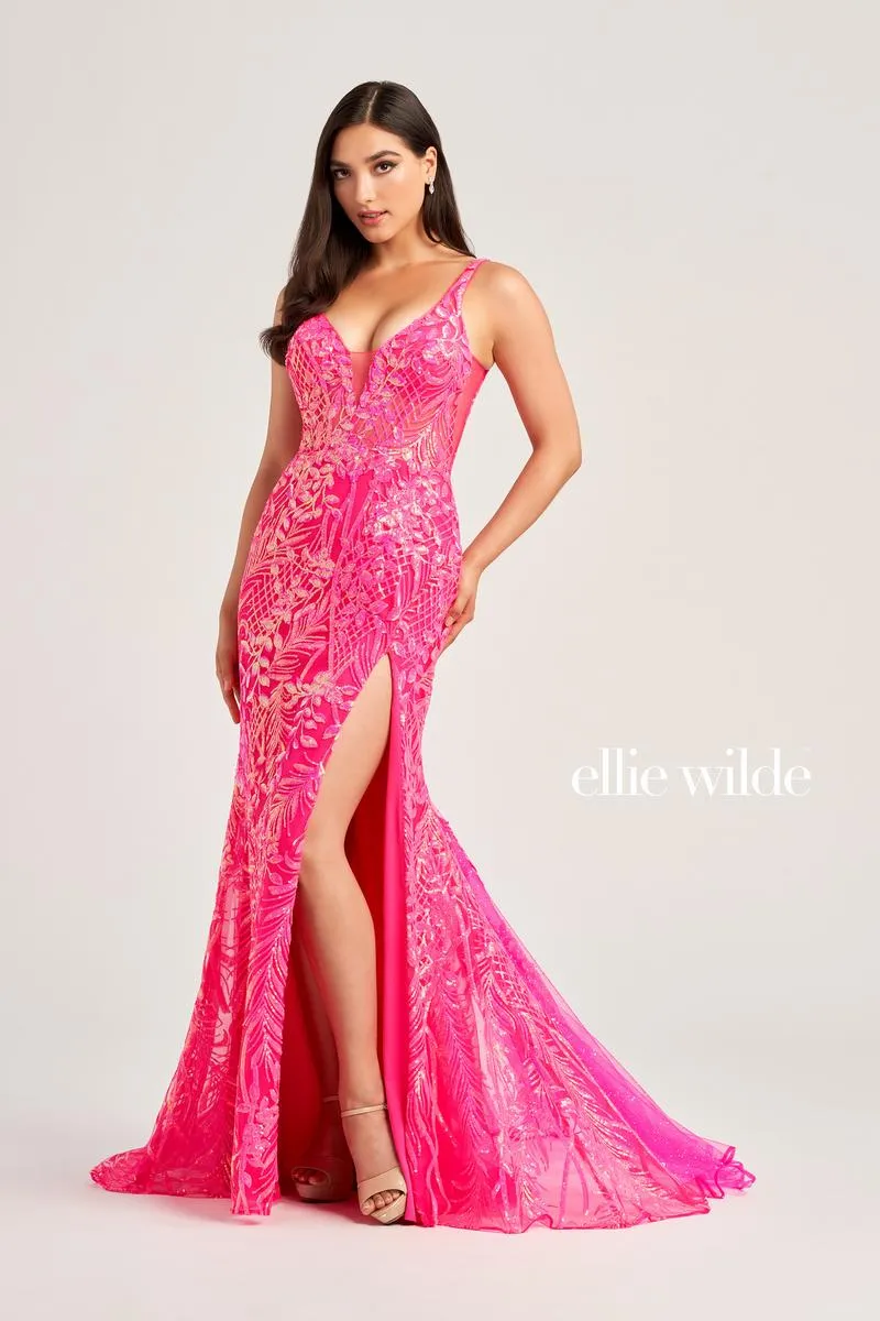 Ellie Wilde Lace Sequin Prom Dress EW35201 sold by Terry costa product image thumbnail 2