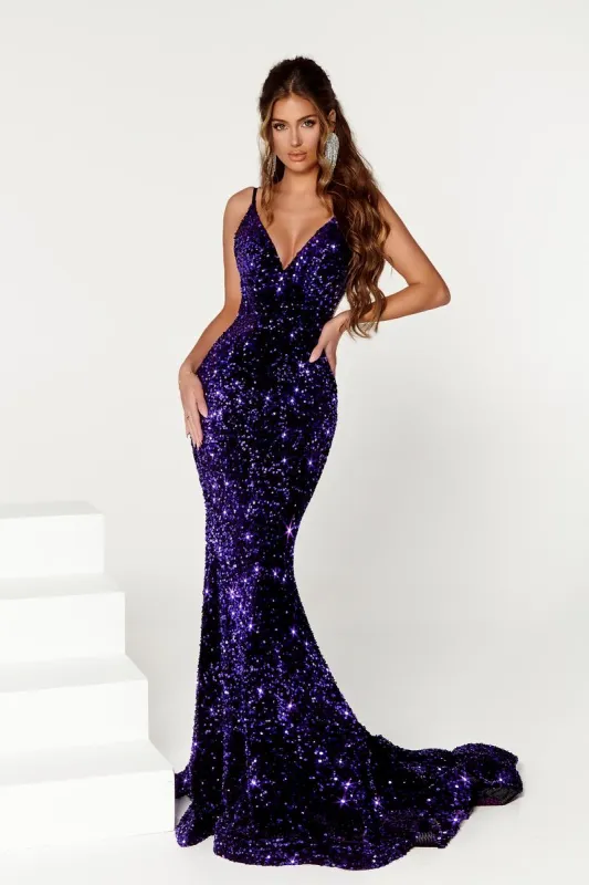 Portia and Scarlett Sequin Open Back Prom Dress PS21235 sold by Terry costa