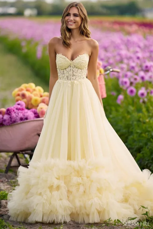 Sherri Hill  Strapless Ruffle Prom Dress 56270 sold by Terry costa