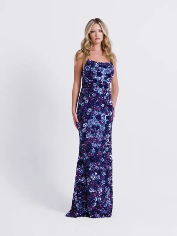 Faviana Long Floral Sequin Prom Dress 11037 sold by Terry costa