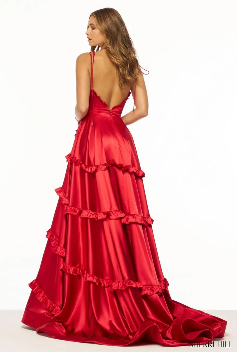 Sherri Hill Satin Ruffle Prom Dress 56353 sold by Terry costa product image thumbnail 2