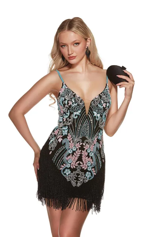 Alyce Paris Beaded Fringe Homecoming Dress 4872 sold by Terry costa