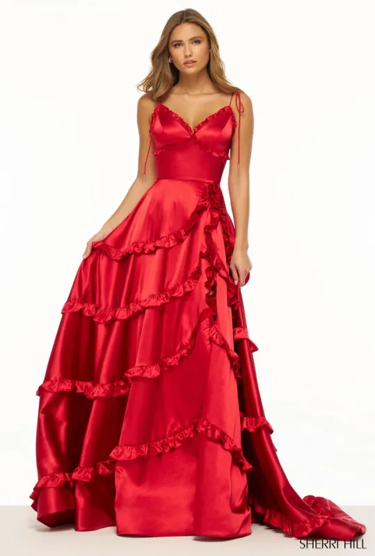 Sherri Hill Satin Ruffle Prom Dress 56353 sold by Terry costa