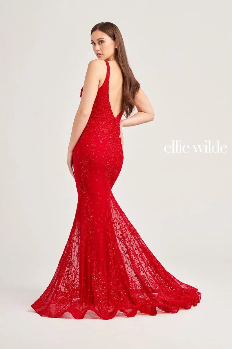 Ellie Wilde Trumpet Open Back Prom Dress EW35072 sold by Terry costa product image thumbnail 3
