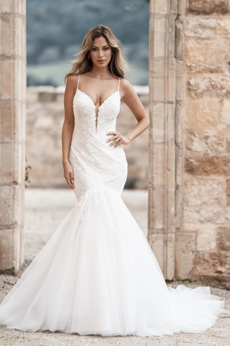 Allure Bridals Fit and Flare Lace Bridal Gown A1260 sold by Terry costa