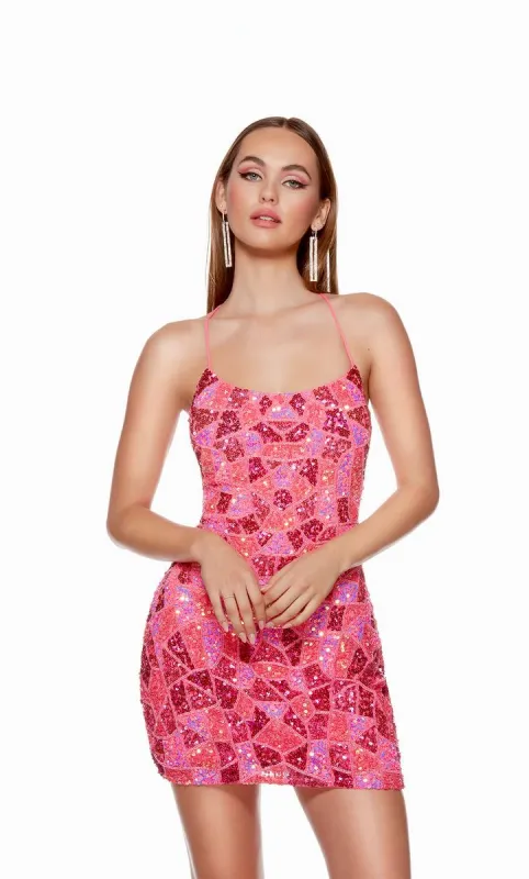 Alyce Paris Geometric Sequin Homecoming Dress 4625 made by Alyce Paris