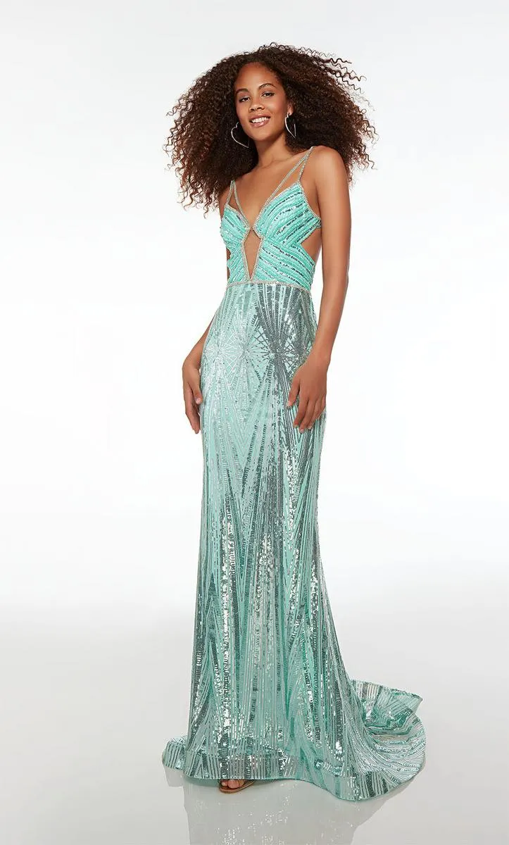 Alyce Sequin Cut-out Prom Dress 61679 sold by Terry costa product image thumbnail 5