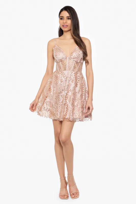 Blondie Nites Corset Glitter Homecoming Dress 4279BN made by Blondie Nites