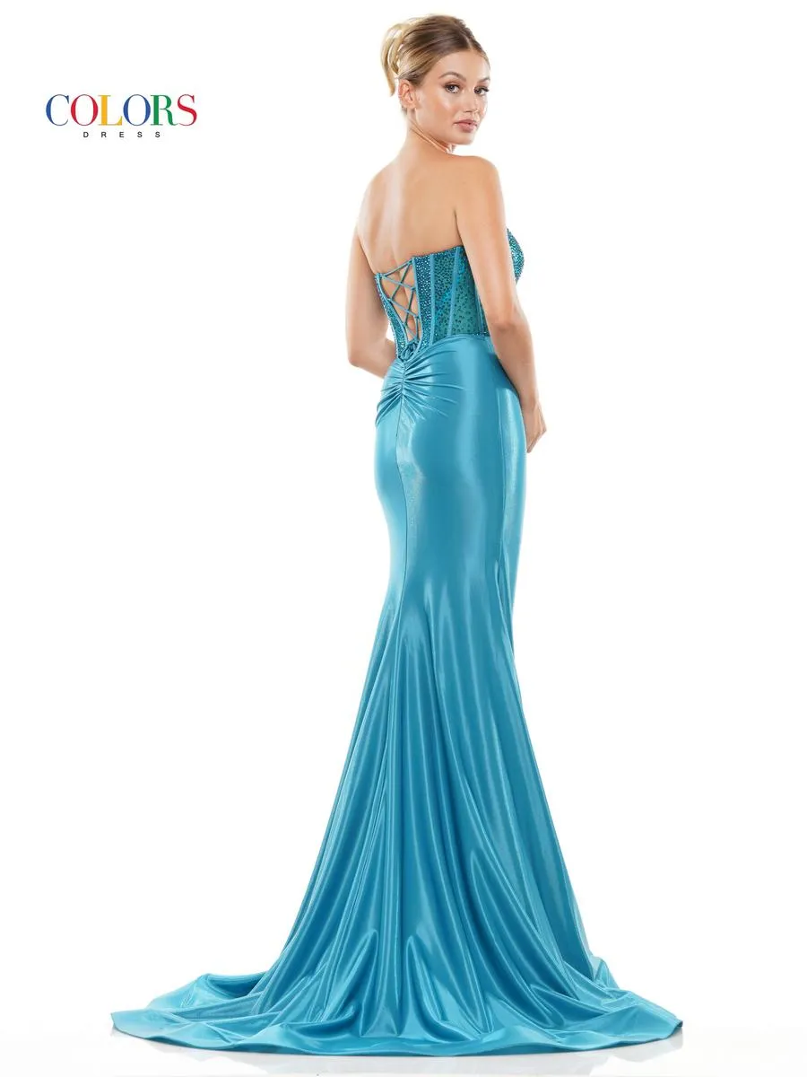 Colors Plunging Corset Prom Dress 3138 sold by Terry costa product image thumbnail 2