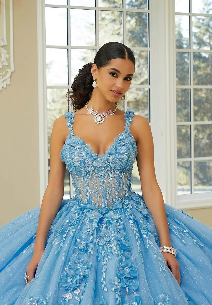 Vizcaya by Morilee 3D Floral Glitter Quince Dress 89475 sold by Terry costa product image thumbnail 5