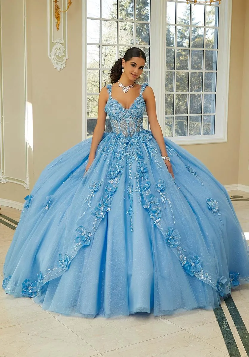 Vizcaya by Morilee 3D Floral Glitter Quince Dress 89475 sold by Terry costa product image thumbnail 3