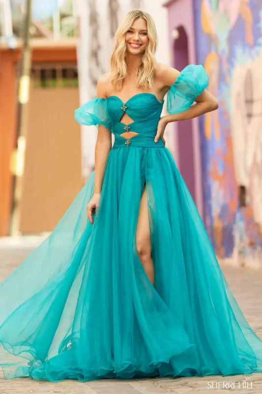 Sherri Hill Long A-Line Cut-Out Prom Dress 55602 sold by Terry costa