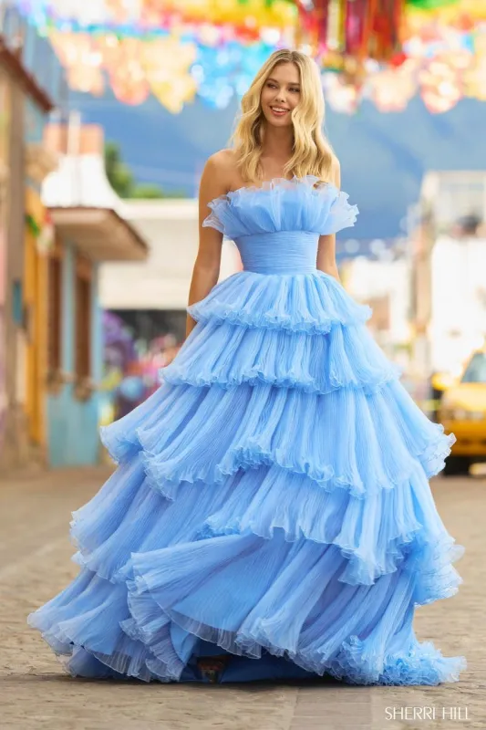 Sherri Hill Strapless Ruffle Ball Gown Prom Dress 55594 sold by Terry costa